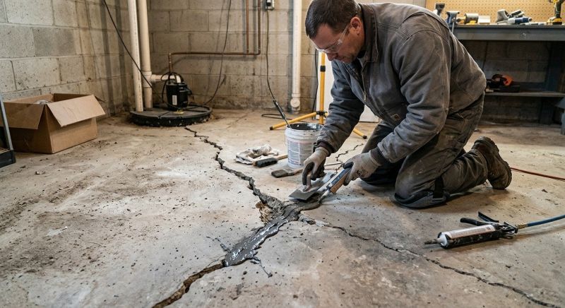 Cracked Basement Floor Repair in Naugatuck, CT
