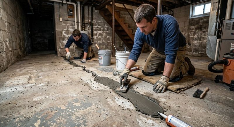 Cracked Basement Floor Repair in Naugatuck, CT